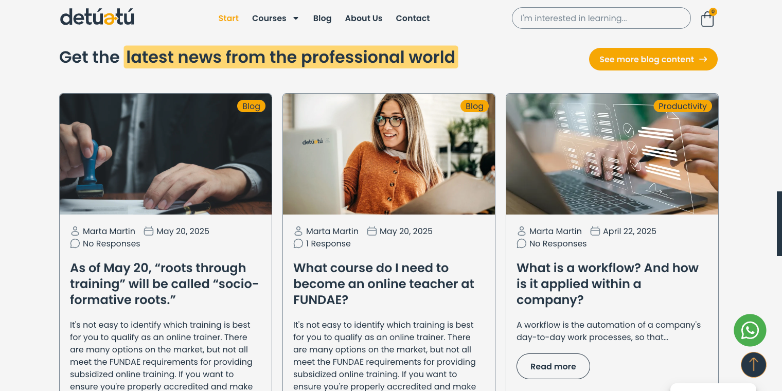 DetuatuFormacion website blog page