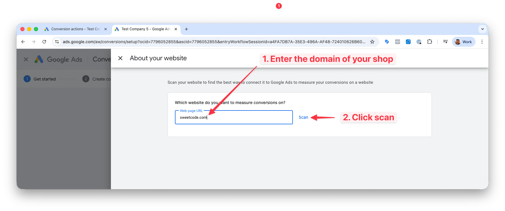 Google Ads conversion type