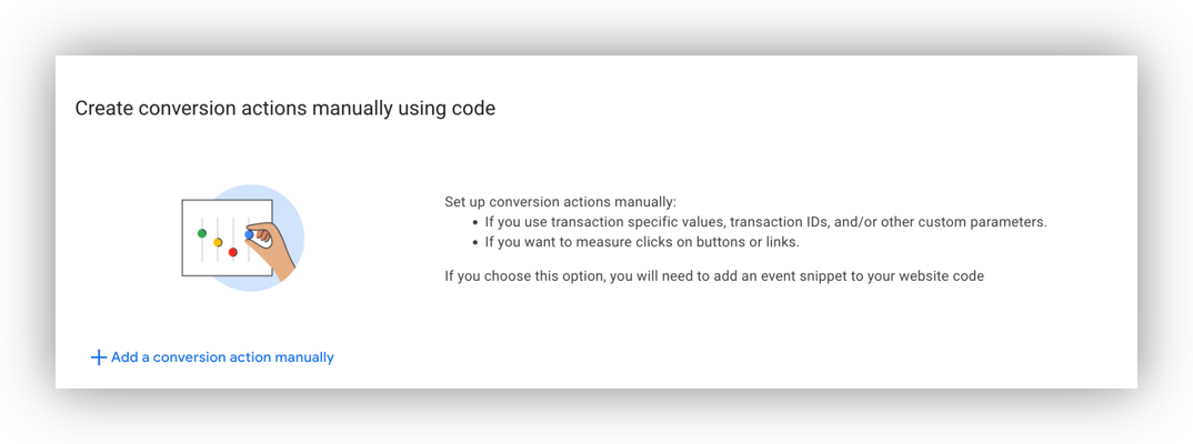 Create conversion actions manually using code