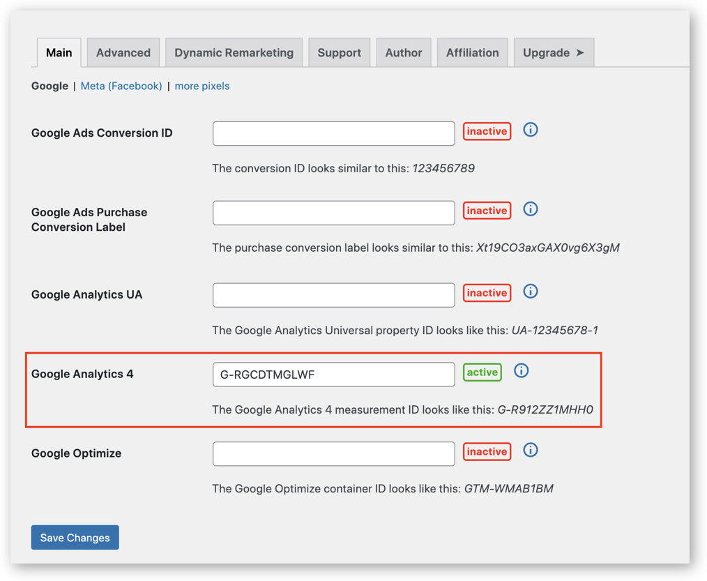 Enter the GA4 Measurement ID in Pixel Manager for WooCommerce