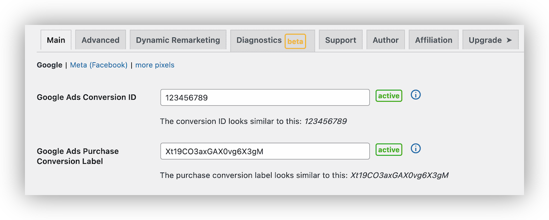 Adding Conversion ID and Conversion Label values to Pixel Manager for WooCommerce