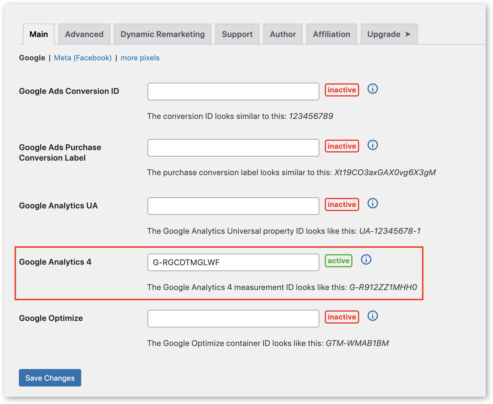 Paste the GA4 Measurement ID into Pixel Manager for WooCommerce