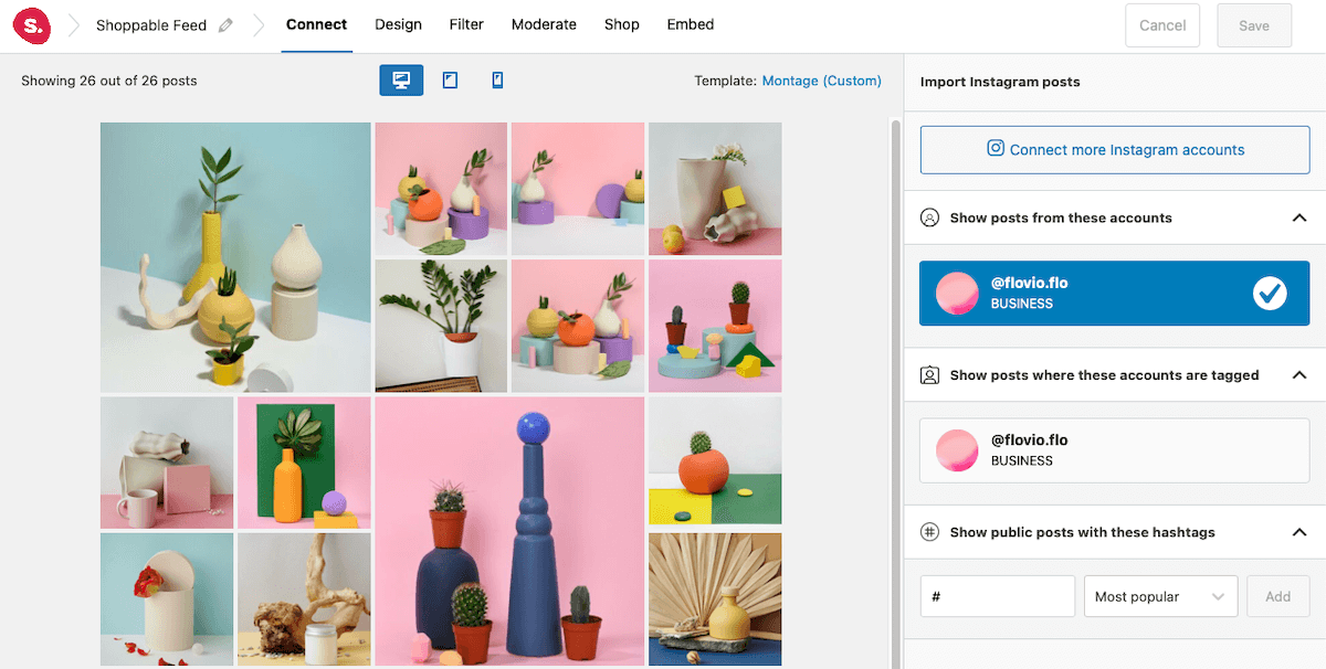 Choose Instagram posts for your shoppable feed