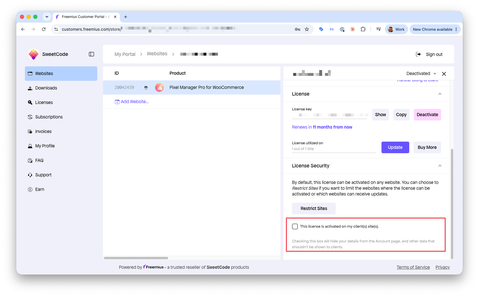 License Security Settings