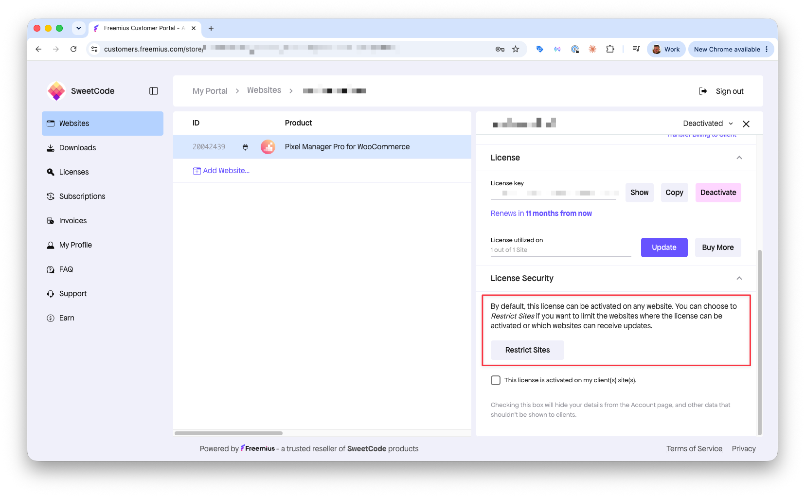 License Security Settings