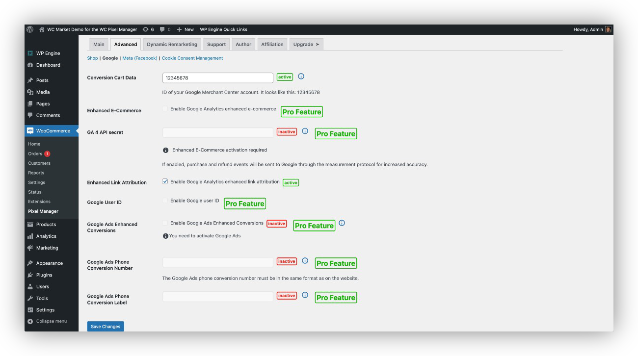 pixel manager for woocommerce advanced options